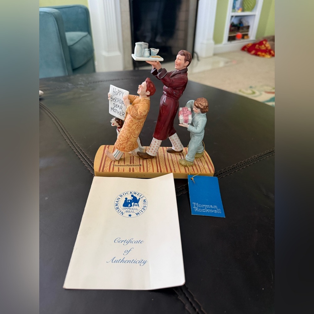 Norman Rockwell Figurine Group with Yellow Base and Blue Tag